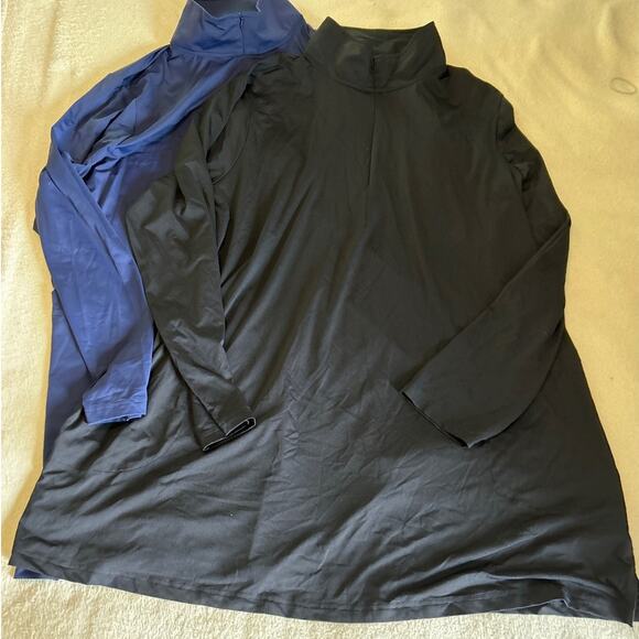 Lands End Pullover 2X Black Navy Blue 1/4 Zip Performance Lot of 2 Rash Guard - Picture 1 of 12